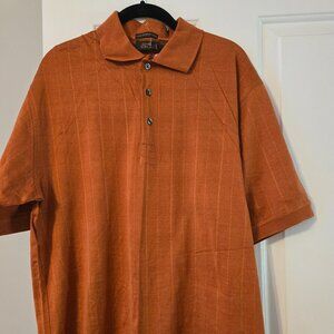 NWT Mens Tasso Elba Golf Polo in Burnt orange color size small